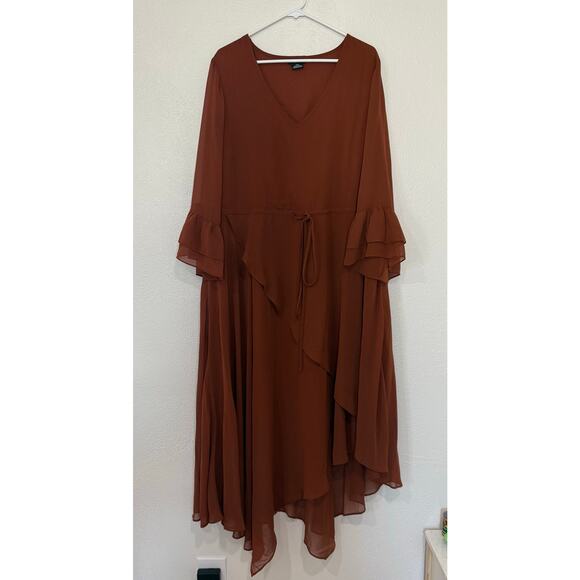 City Chic Women's Hidden Treasure Maxi Dress Ruffle Tie Waist Boho Size S 16 - Picture 2 of 11